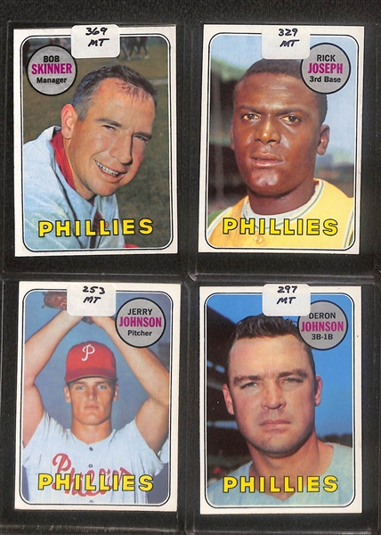 Lot of (87) High Quality 1968-1969 Phillies Baseball Cards w. Bunning, Allen, & ERA Leaders Card