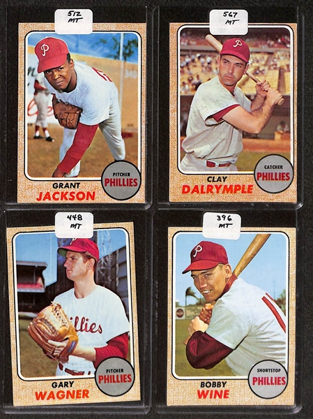 Lot of (87) High Quality 1968-1969 Phillies Baseball Cards w. Bunning, Allen, & ERA Leaders Card