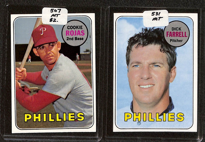 Lot of (87) High Quality 1968-1969 Phillies Baseball Cards w. Bunning, Allen, & ERA Leaders Card