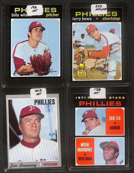 Lot of (102) High Quality 1970-1971 Phillies Baseball Cards w. Bowa RC, Luzinski RC, Montanez RC, Allen, & Bunning