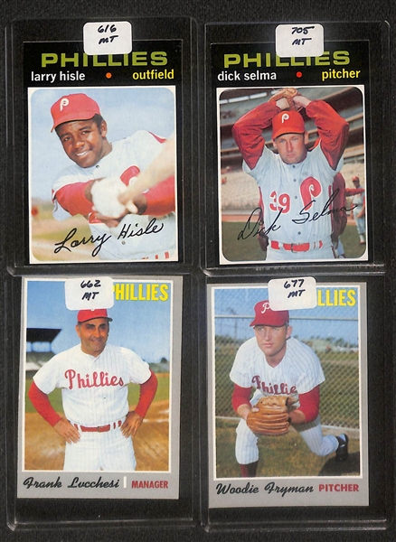 Lot of (102) High Quality 1970-1971 Phillies Baseball Cards w. Bowa RC, Luzinski RC, Montanez RC, Allen, & Bunning