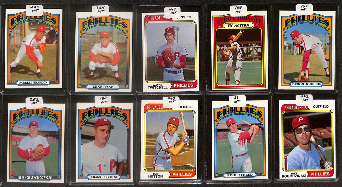 Lot of (155) High Quality 1972-1974 Phillies Baseball Cards w. Boone RC, Carlton, Schmidt & Bowa