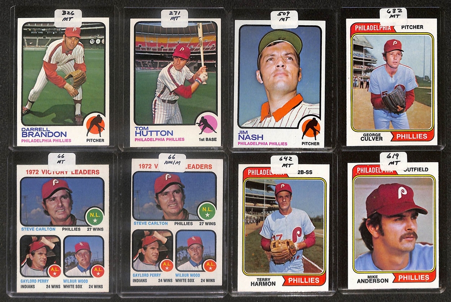 Lot of (155) High Quality 1972-1974 Phillies Baseball Cards w. Boone RC, Carlton, Schmidt & Bowa