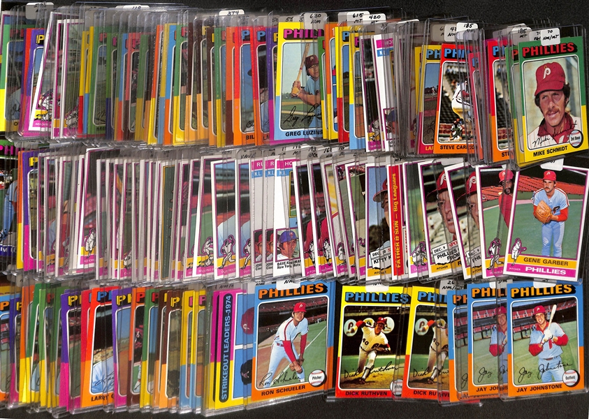 Lot of (125) High Quality 1975-1976 Phillies Baseball Cards w. Carlton & Schmidt 