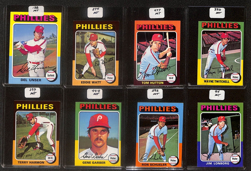 Lot of (125) High Quality 1975-1976 Phillies Baseball Cards w. Carlton & Schmidt 