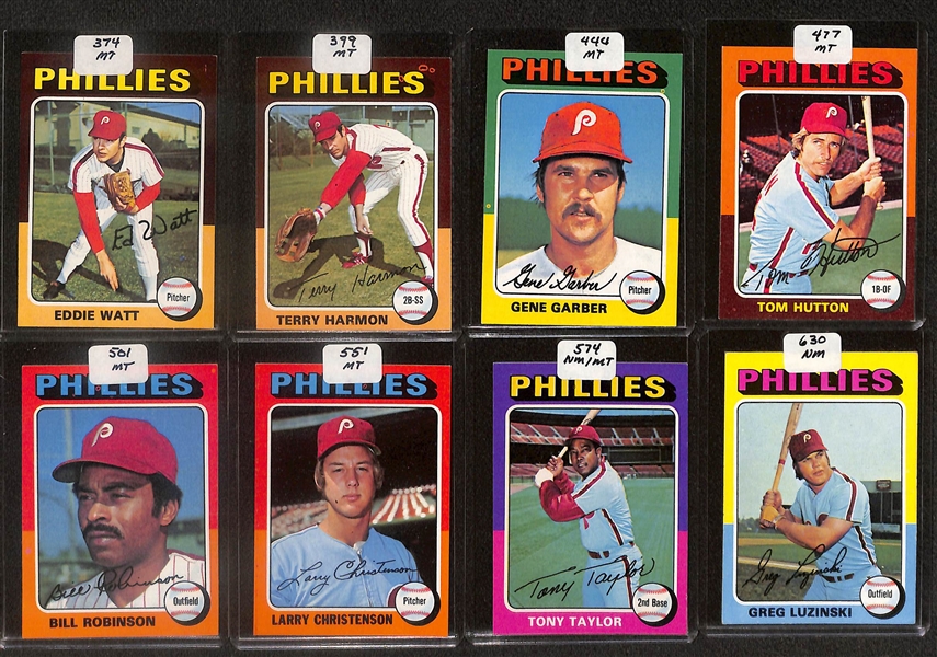 Lot of (125) High Quality 1975-1976 Phillies Baseball Cards w. Carlton & Schmidt 