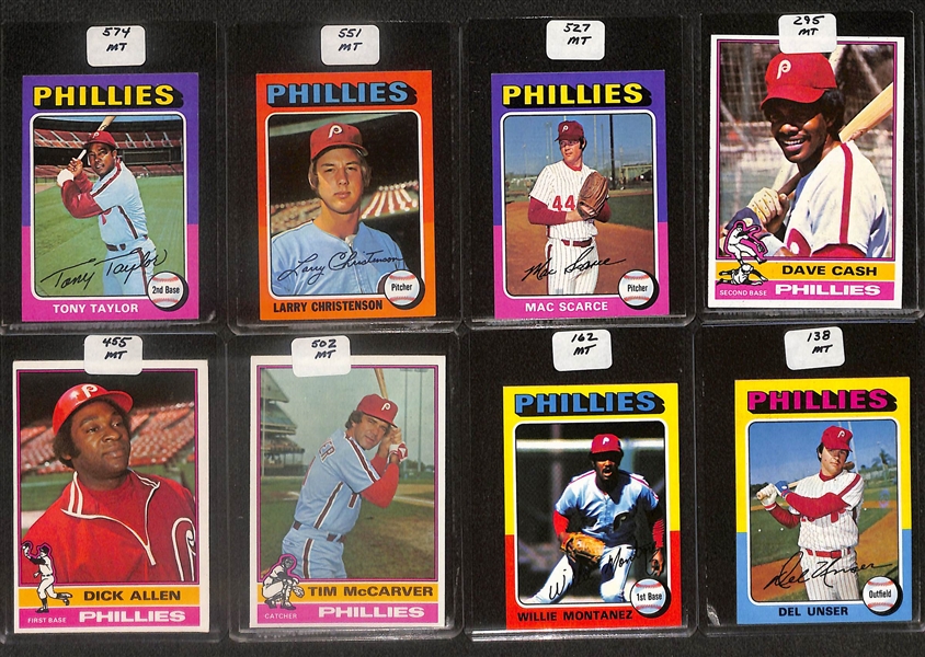 Lot of (125) High Quality 1975-1976 Phillies Baseball Cards w. Carlton & Schmidt 