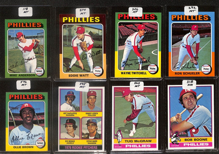 Lot of (125) High Quality 1975-1976 Phillies Baseball Cards w. Carlton & Schmidt 