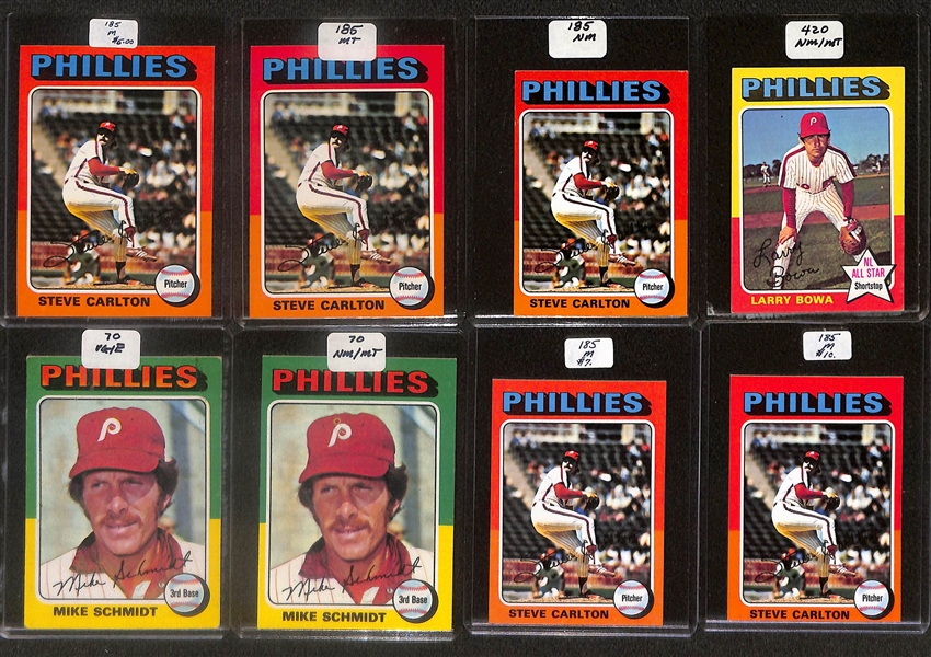 Lot of (125) High Quality 1975-1976 Phillies Baseball Cards w. Carlton & Schmidt 