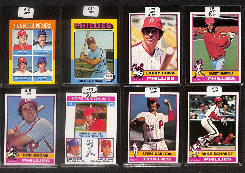 Lot of (125) High Quality 1975-1976 Phillies Baseball Cards w. Carlton & Schmidt 