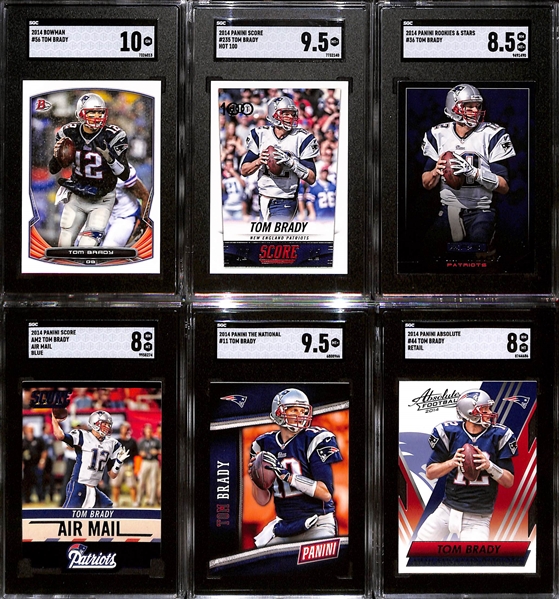 Lot of (6) SGC Graded 2014 Tom Brady Cards w. Bowman SGC 10 