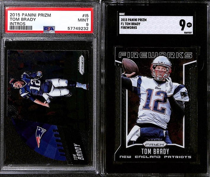 Lot of (7) Graded 2015 Tom Brady Cards w. Topps Chrome PSA 10 & Panini Score Team Leaders Gold SGC 10