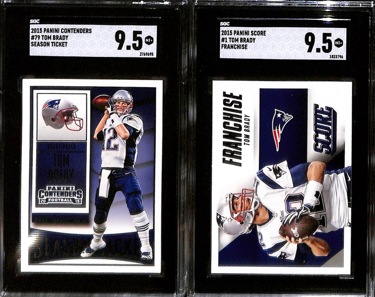 Lot of (7) Graded 2015 Tom Brady Cards w. Topps Chrome PSA 10 & Panini Score Team Leaders Gold SGC 10