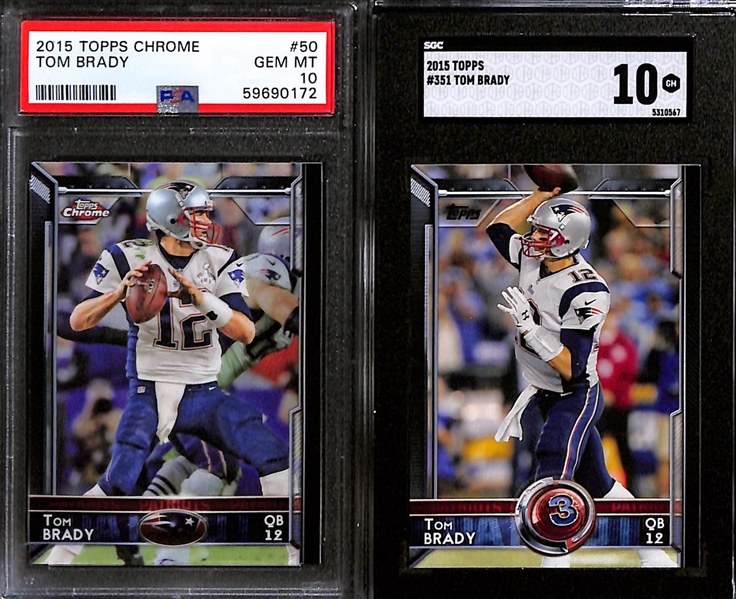 Lot of (6) Graded 2015 Tom Brady Cards w. Topps Chrome PSA 10 & Topps SGC 10