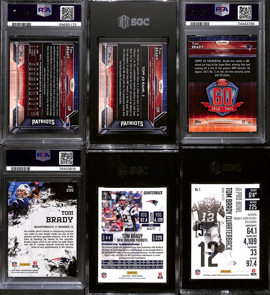 Lot of (6) Graded 2015 Tom Brady Cards w. Topps Chrome PSA 10 & Topps SGC 10