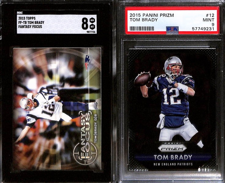 Lot of (6) Graded 2015 Tom Brady Cards w. Panini Rookie & Stars SGC 10 & Panini Contenders Season Ticket SGC 10