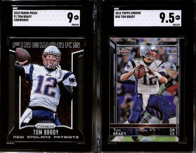 Lot of (6) Graded 2015 Tom Brady Cards w. Panini Rookie & Stars SGC 10 & Panini Contenders Season Ticket SGC 10