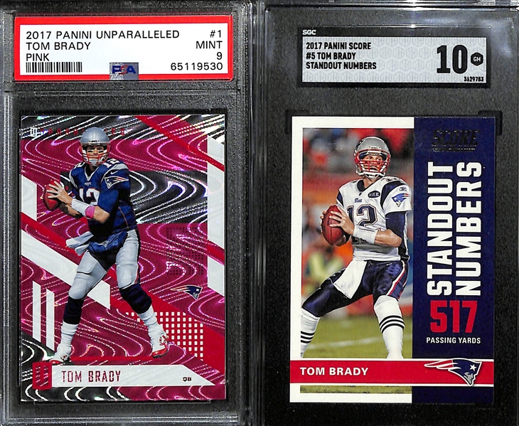 Lot of (8) Graded 2017 Tom Brady Cards w. Panini Unparalleled Pink PSA 9