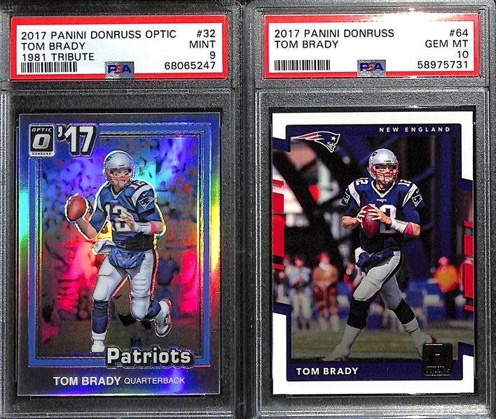 Lot of (8) Graded 2017 Tom Brady Cards w. Panini Donruss Optic 1981 Tribute PSA 9