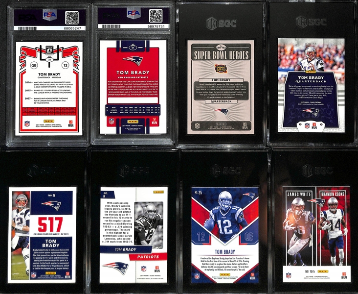 Lot of (8) Graded 2017 Tom Brady Cards w. Panini Donruss Optic 1981 Tribute PSA 9