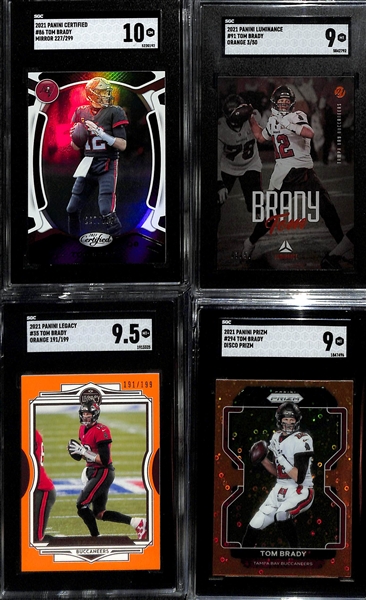 Lot of (4) SGC Graded 2021 Tom Brady Cards w. Panini Certified Mirror (#/299) SGC 10