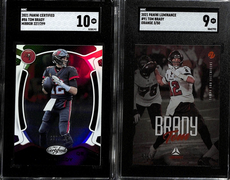 Lot of (4) SGC Graded 2021 Tom Brady Cards w. Panini Certified Mirror (#/299) SGC 10