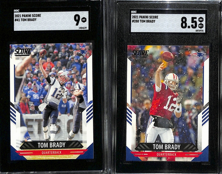 Lot of (8) SGC Graded 2021 Tom Brady Cards w. Panini Mosaic Super Bowl MVPS Green Prizm SGC 10