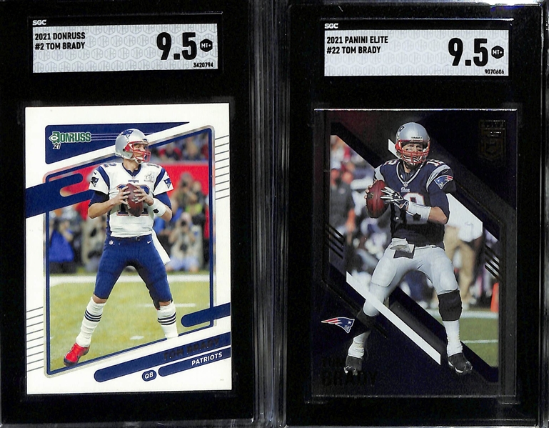 Lot of (8) SGC Graded 2021 Tom Brady Cards w. Panini Mosaic Super Bowl MVPS Green Prizm SGC 10