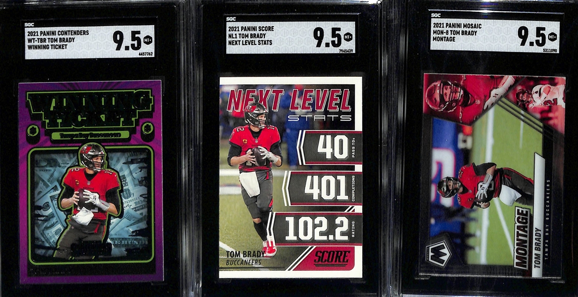 Lot of (11) SGC Graded 2021 Tom Brady Cards w. Donruss No Helmet SGC 10 & Panini Instant SGC 10