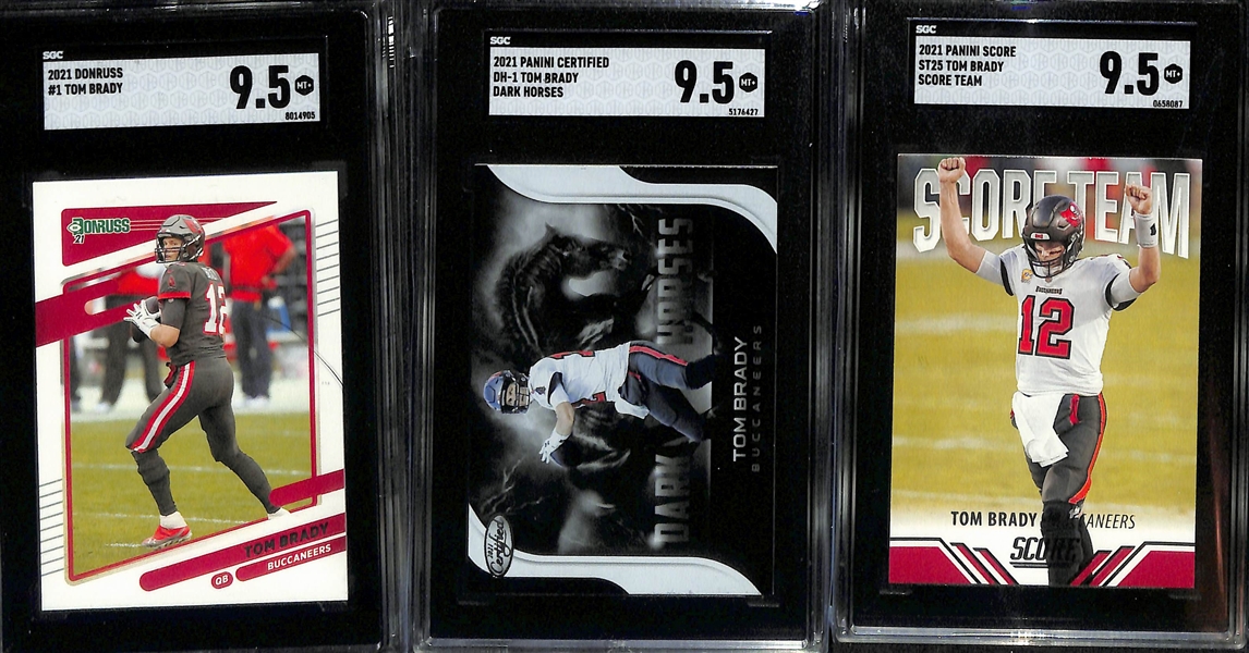 Lot of (11) SGC Graded 2021 Tom Brady Cards w. Donruss No Helmet SGC 10 & Panini Instant SGC 10