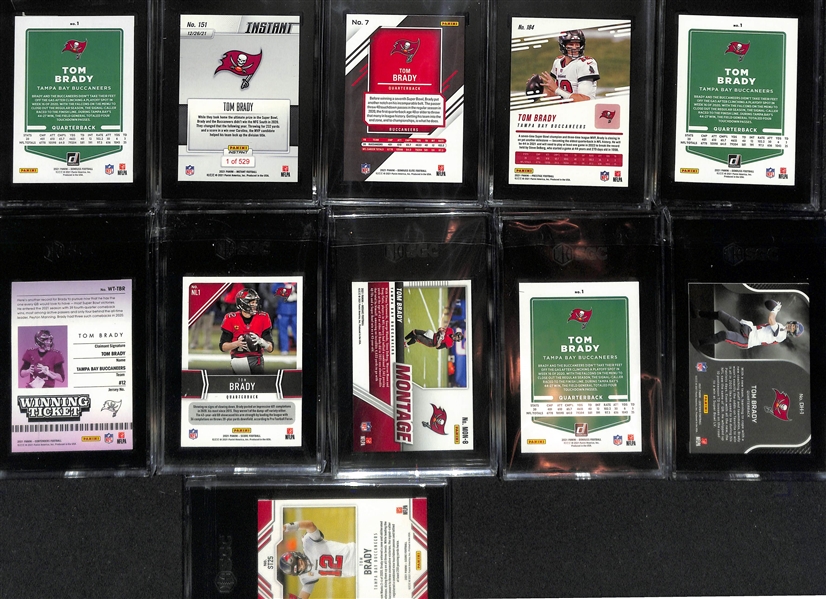 Lot of (11) SGC Graded 2021 Tom Brady Cards w. Donruss No Helmet SGC 10 & Panini Instant SGC 10