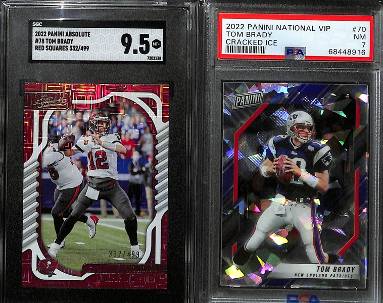 Lot of (5) Graded and Numbered 2022 Tom Brady Cards w. Donruss Elite Status Sparkle (#/275) PSA 10.