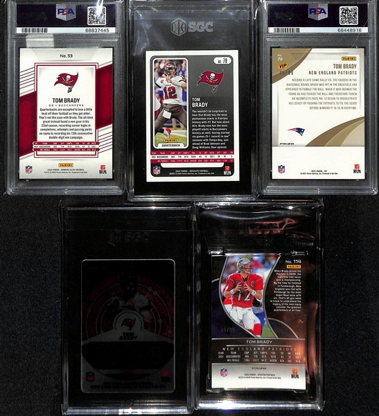 Lot of (5) Graded and Numbered 2022 Tom Brady Cards w. Donruss Elite Status Sparkle (#/275) PSA 10.