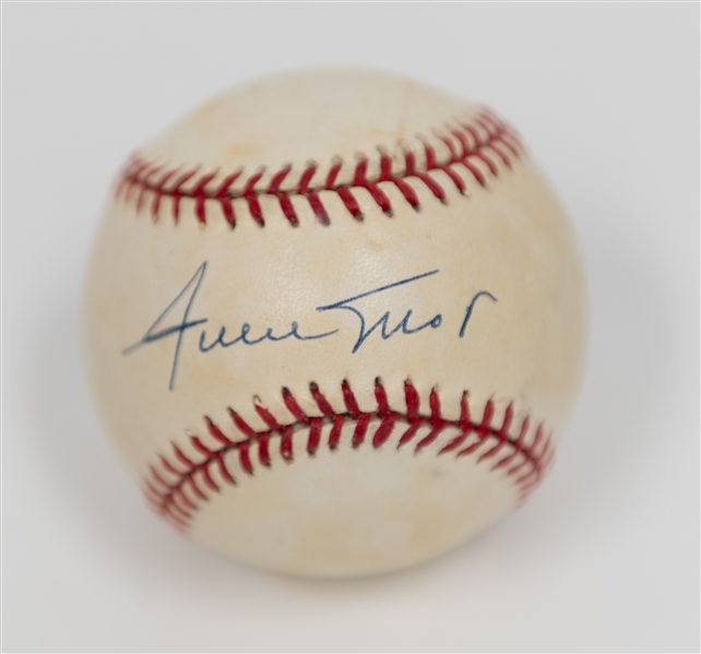 Willie Mays Signed Official National League Baseball (JSA Auction Letter)