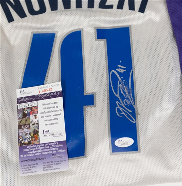 (3) Signed Basketball Items - Steve Nash Signed Jersey, Dirk Nowitzki Signed Jersey (Smeared Signature), Andre Iguodala Signed Warm-Up Jacket (JSA Auction Letter)