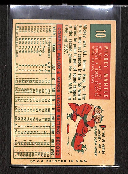 1959 Topps Mickey Mantle #10 (cr)