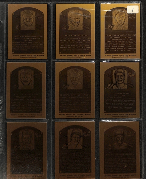 1981-1989 Baseball Hall of Fame Metal Plaque Cards #1-189 Near Complete Set - Rare w. Original Gold Lettered Binder