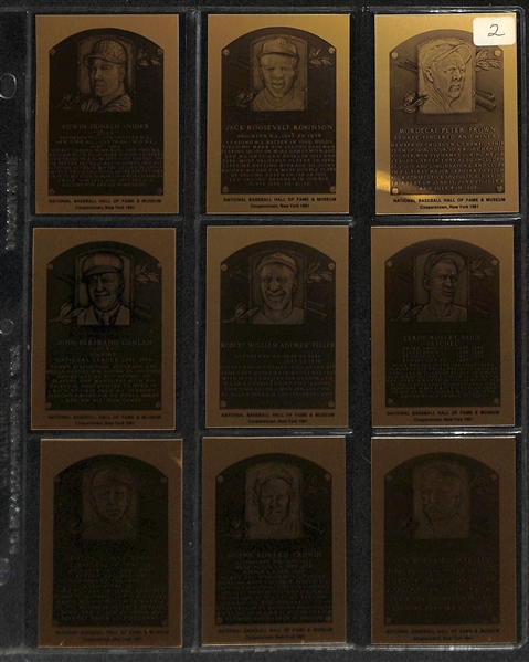 1981-1989 Baseball Hall of Fame Metal Plaque Cards #1-189 Near Complete Set - Rare w. Original Gold Lettered Binder