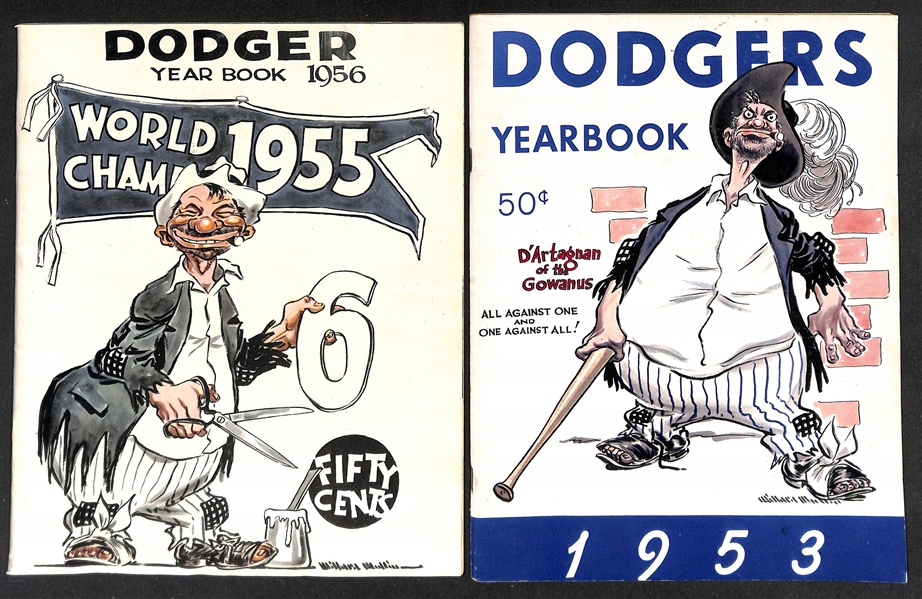 Dodgers Memorabilia Lot - Vintage Yearbooks, Photos, More w. 1956 Dodgers Yearbook