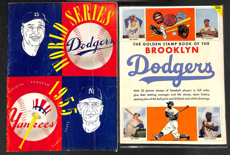 Dodgers Memorabilia Lot - Vintage Yearbooks, Photos, More w. 1956 Dodgers Yearbook