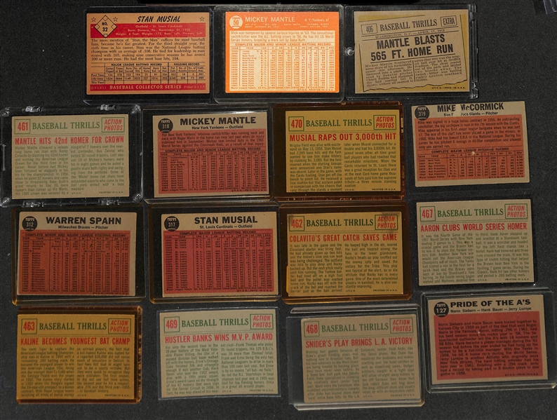 Lot of (14) 1953-1962 Topps & Bowman Cards w. 1953 Bowman Stan Musial & 1954 Topps Mickey Mantle