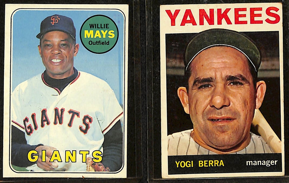 Lot of Approx (300) 1959-1972 Topps Baseball Cards w. 1969 Willie Mays & 1964 Yogi Berra