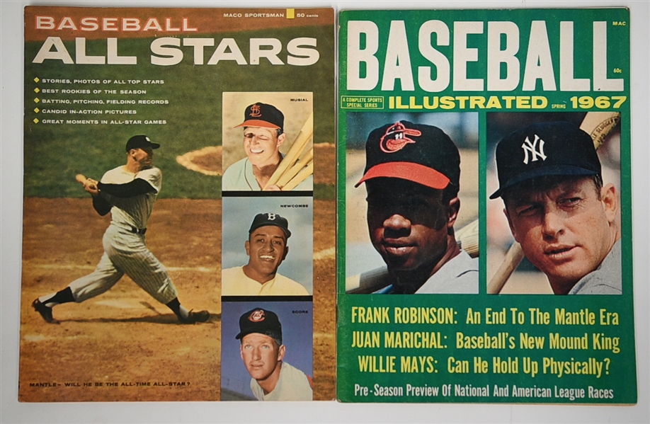 Lot of (8) 1939-1967 Baseball Magazines w. 1950 Thrilling Story of Joe DiMaggio Magazine