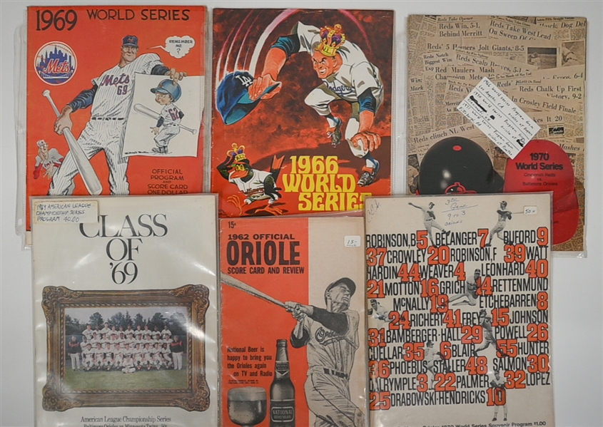 Lot of (26) Mid-1960s to Mid-1980s Baltimore Orioles Yearbooks/Programs/Scorecards & 1969 World Series Program Mets vs. Orioles