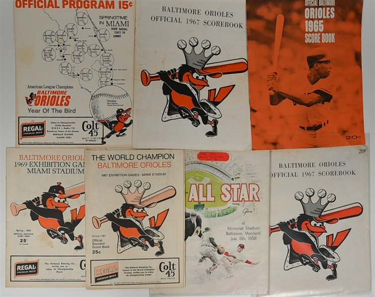 Lot of (26) Mid-1960s to Mid-1980s Baltimore Orioles Yearbooks/Programs/Scorecards & 1969 World Series Program Mets vs. Orioles