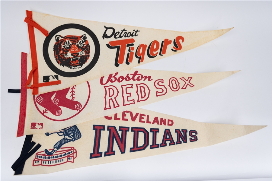 (13) 1966-1971 Baseball Pennants w. 1966 World Series, 1962 Yankees Photo Pennant, 1971 Orioles WS Champs, 1969 Orioles Photo Pennant, 1969 Orioles WS 