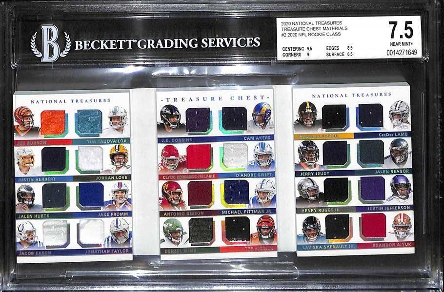 2020 National Treasures Treasure Chest Materials #2 - 2020 Rookie Class  24 Jersey Relic Booklet Card (Graded BGS 7.5)