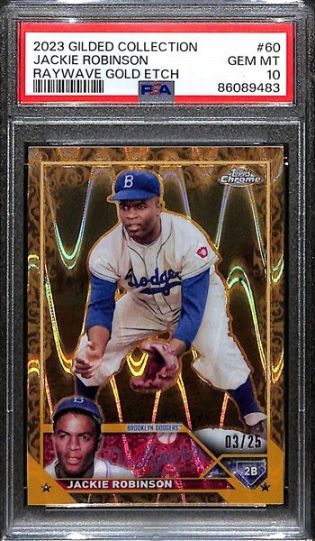 2023 Gilded Collection Jackie Robinson Raywave Gold Etch #3/25 Graded PSA 10