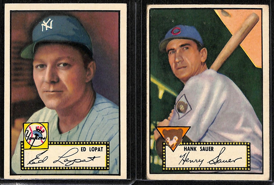 Lot of (43) High Quality 1952 Topps Black Back Cards including Allie Reynolds, Ed Lopat, Hank Sauer, Elmer Valo, Willie Jones, + 