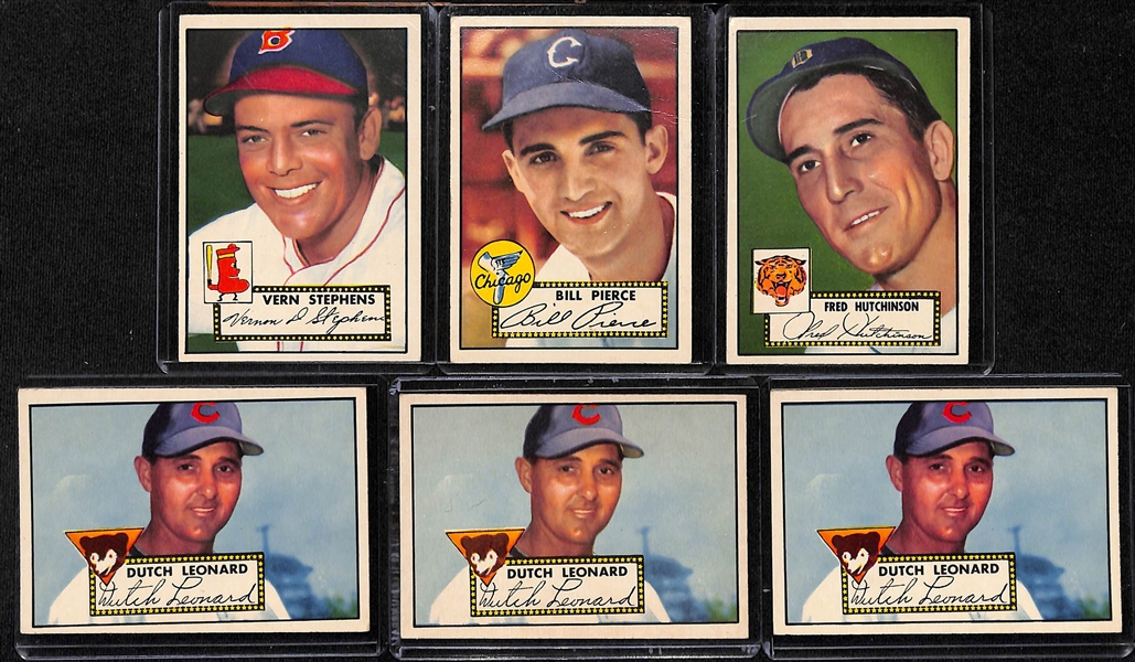 Lot of (36) High Quality 1952 Topps Red Backs including Vern Stephens, Bill Pierce, Fred Hutchinson, (3) Dutch Leonard, +